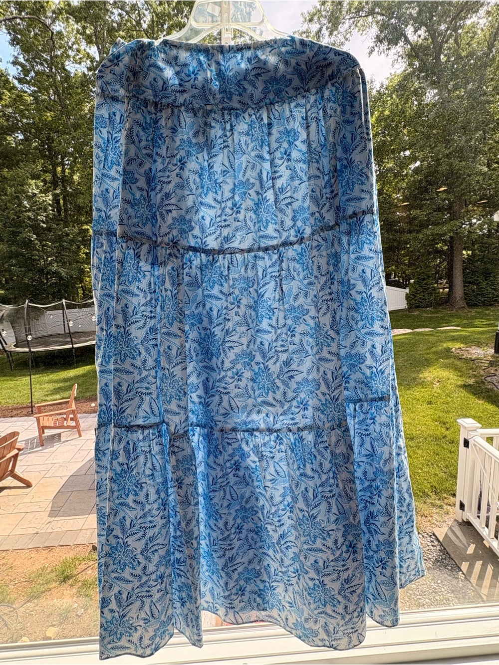 J. McLaughlin Blue Floral Tiered Maxi Skirt
